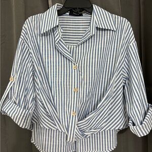 Cider Blue and White Striped Shirt